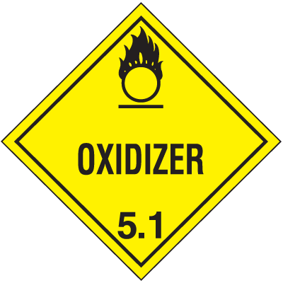 Etiquettes de danger, classe 5.1  Oxidiser