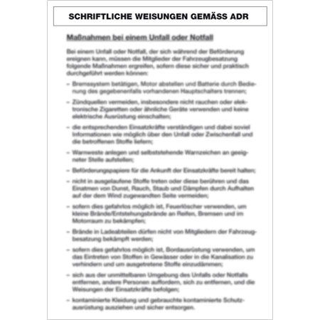 Schriftliche Weisungen - Deutsch - Stand ADR 2017